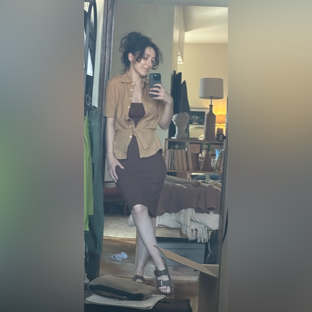 Reformation Brown Square Neck Bodycon Dress XS - Picture 10 of 10